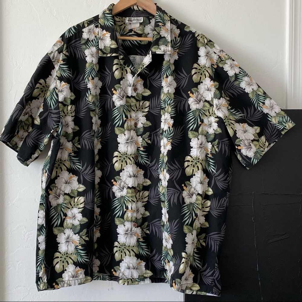 Mens Aloha Republic Hawaiian Shirt Size 3XL Hibiscus Palm Trees